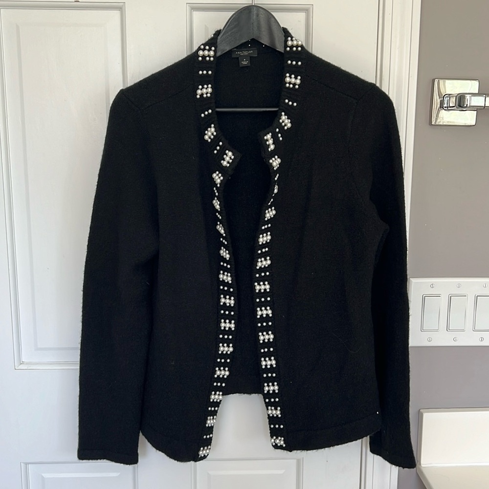 Ann Taylor Factory Pearl Detail Cardigan Sweater - Picture 1 of 4